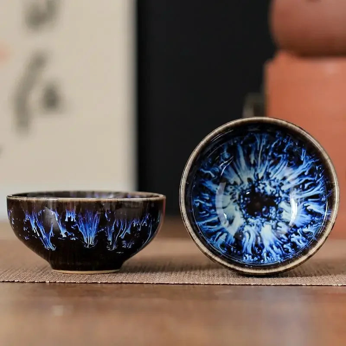 45ml Small Ceramic Cup Kiln Change Teacup Master Cup Tasting Cup Satin Blue Water Cup Tea Bowl Jianzhan Teahouse Cha Teaware - Style 13 | 45ml