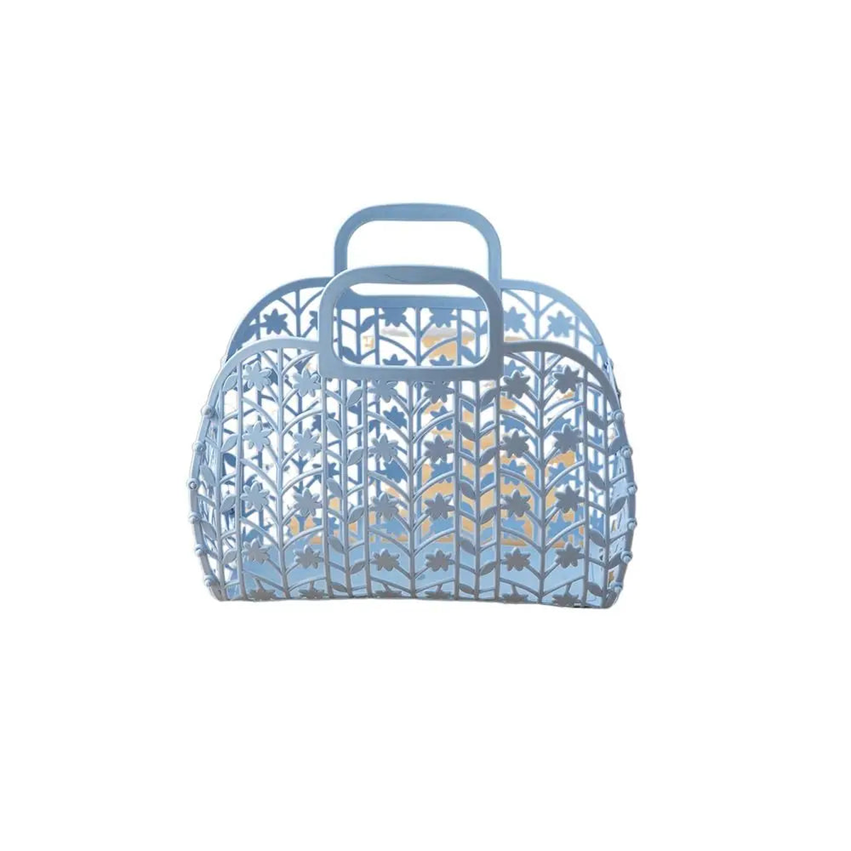Bathroom Hollowed Washing Storage Basket Shower Bath Basket Mesh Portable Tote Bag Laundry Basket Clothes Organizer - Blue