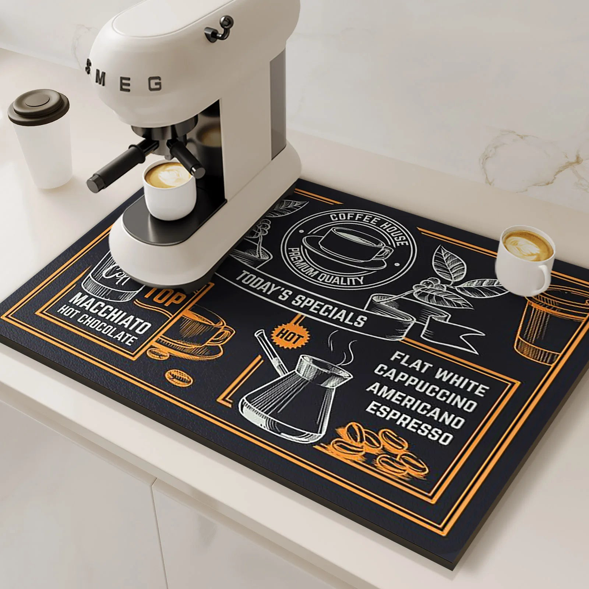 Coffee Machine Mat Absorbent Waterproof Dish Drying Mats For Kitchen Drain Pad Tableware Non-slip Draining Placemat - 4 | 30x40 cm