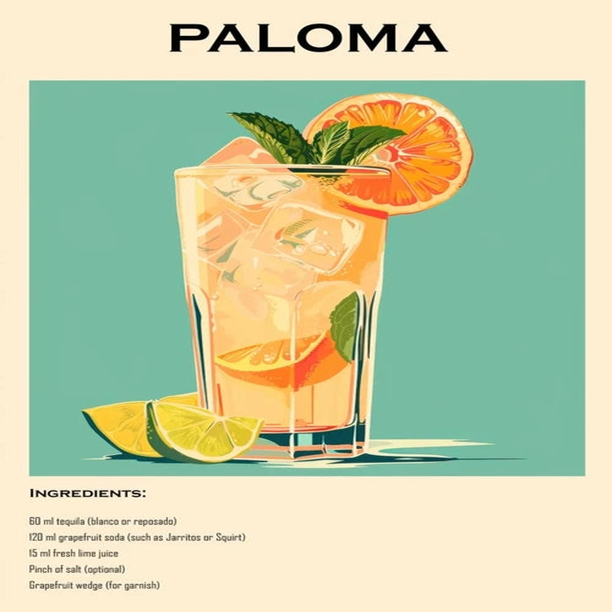 Old Fashioned Cocktail Drinks Negroni Mojito Posters Retro Aperol Spritz Canvas Prints Wall Art Painting Pictures Bar Kitchen - 7 | 20x30cm No Frame