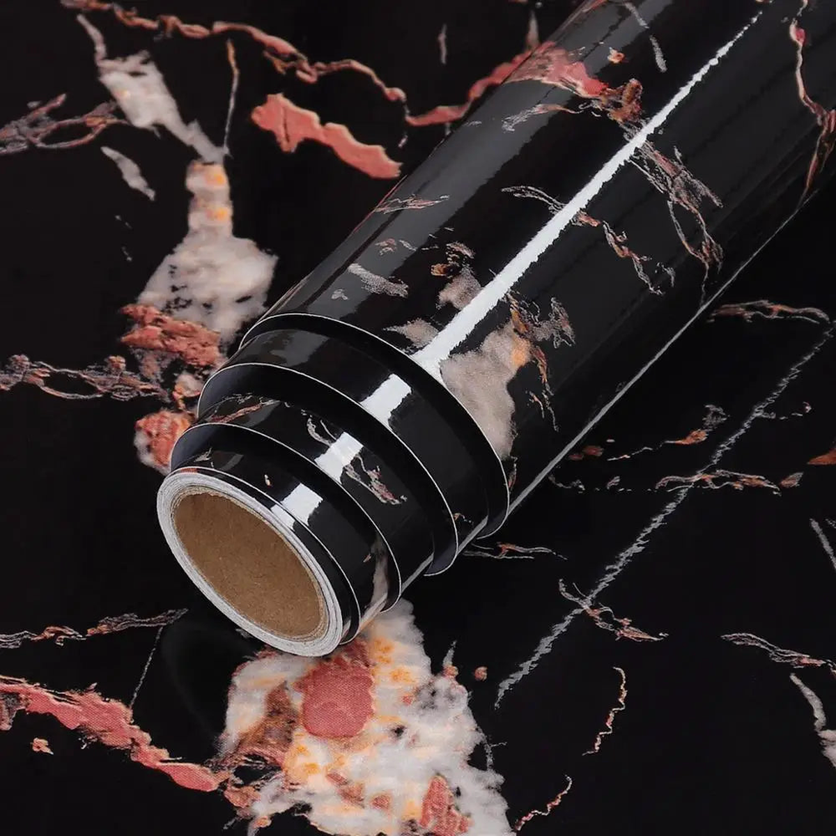 80cm Kitchen Oil Sticker Self-adhesive Marble Pattern Waterproof Cabinet Stove Countertop Wallpaper Desktop Bathroom Renovation - royal black gold | 3mx40cm