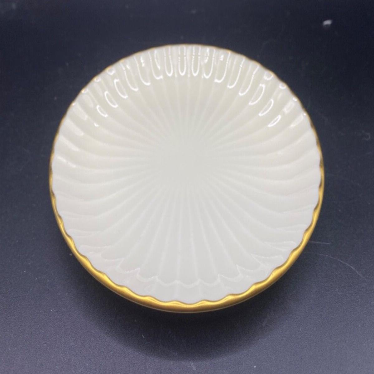 4" Lenox Butter Plate with Scalloped Gold & Ivory Jewelry Trinket Candle