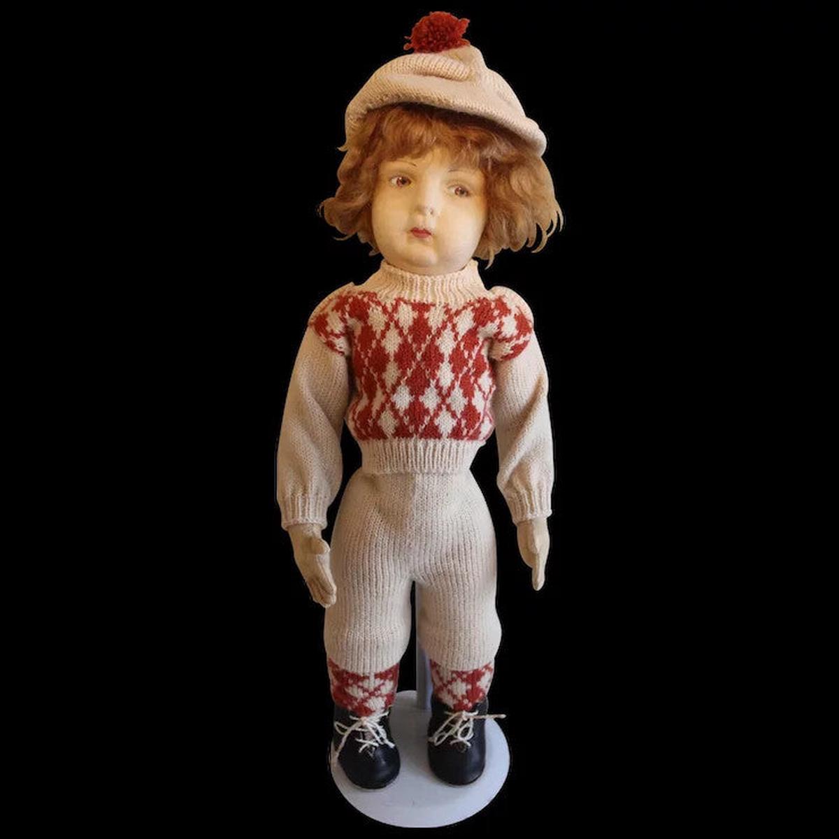 21 Alma Felt Boy Vintage Collectible Doll
