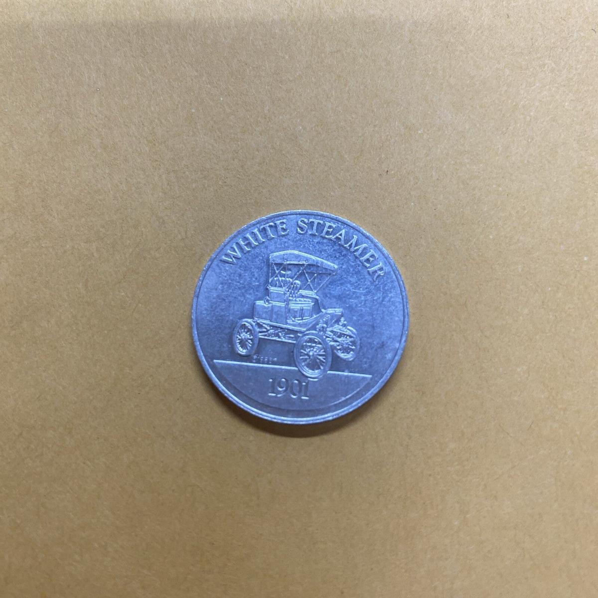 1901 White Steamer Sunoco Oil Commemorative Token Antique Car Coin Franklin 1
