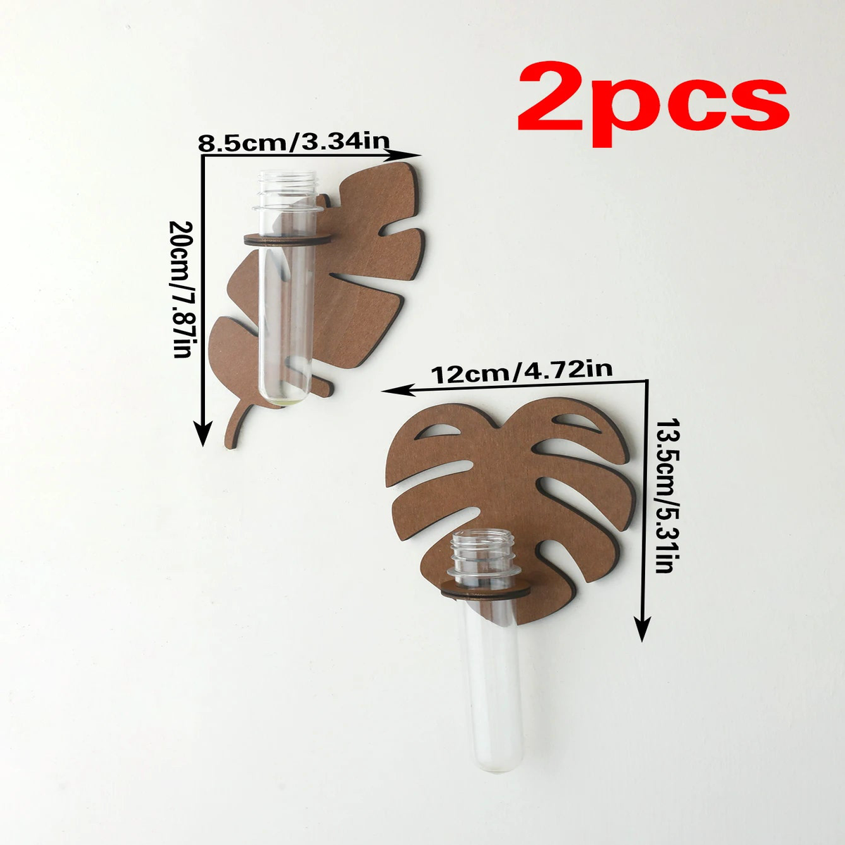 1/2 Pcs Brown Wooden Wall Planters Turtle Back Leaf Plant Pots Indoor Propagation Station Wall Decor Vase Stand Home Decorations - flower pot T-7520