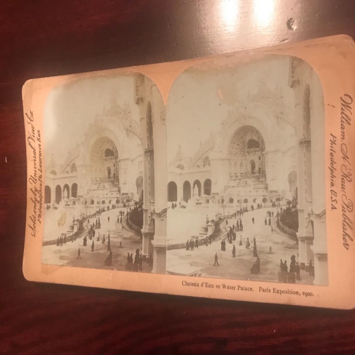 Real photo stereoview Chateau dEau or Water Palace Paris France Exposition 1900