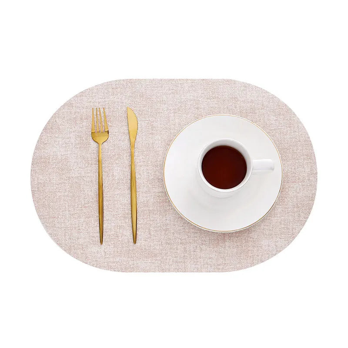 1/4/6pcs Decoration Oval Gift Placemats Heat Resistant Thick Faux Leather Non-Slip Table Mats Pad for Kitchen Coffee Dining Room - vin pink | 30x44cm 1pcs